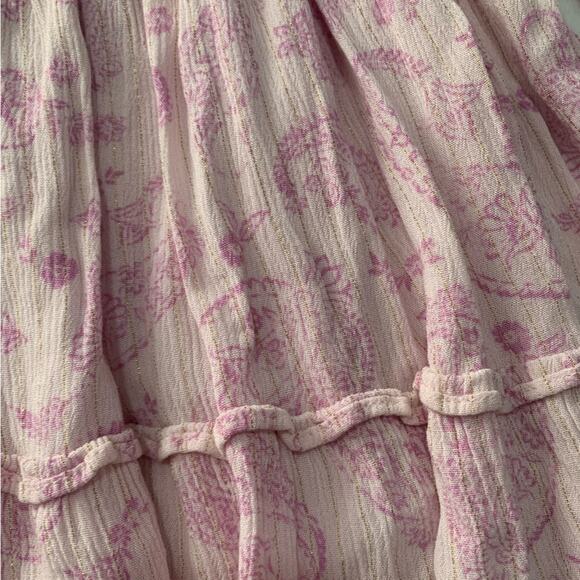 House of Harlow 1960 womens XS pink paisley smocked mini dress puff Ajay v neck - Picture 4 of 13